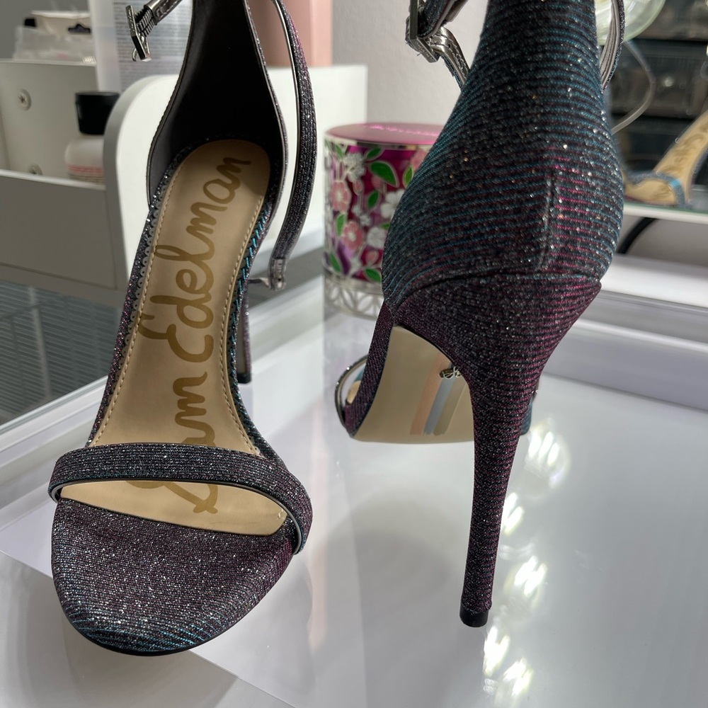 NEW Sam Edelman Black and Purple Knit Heels